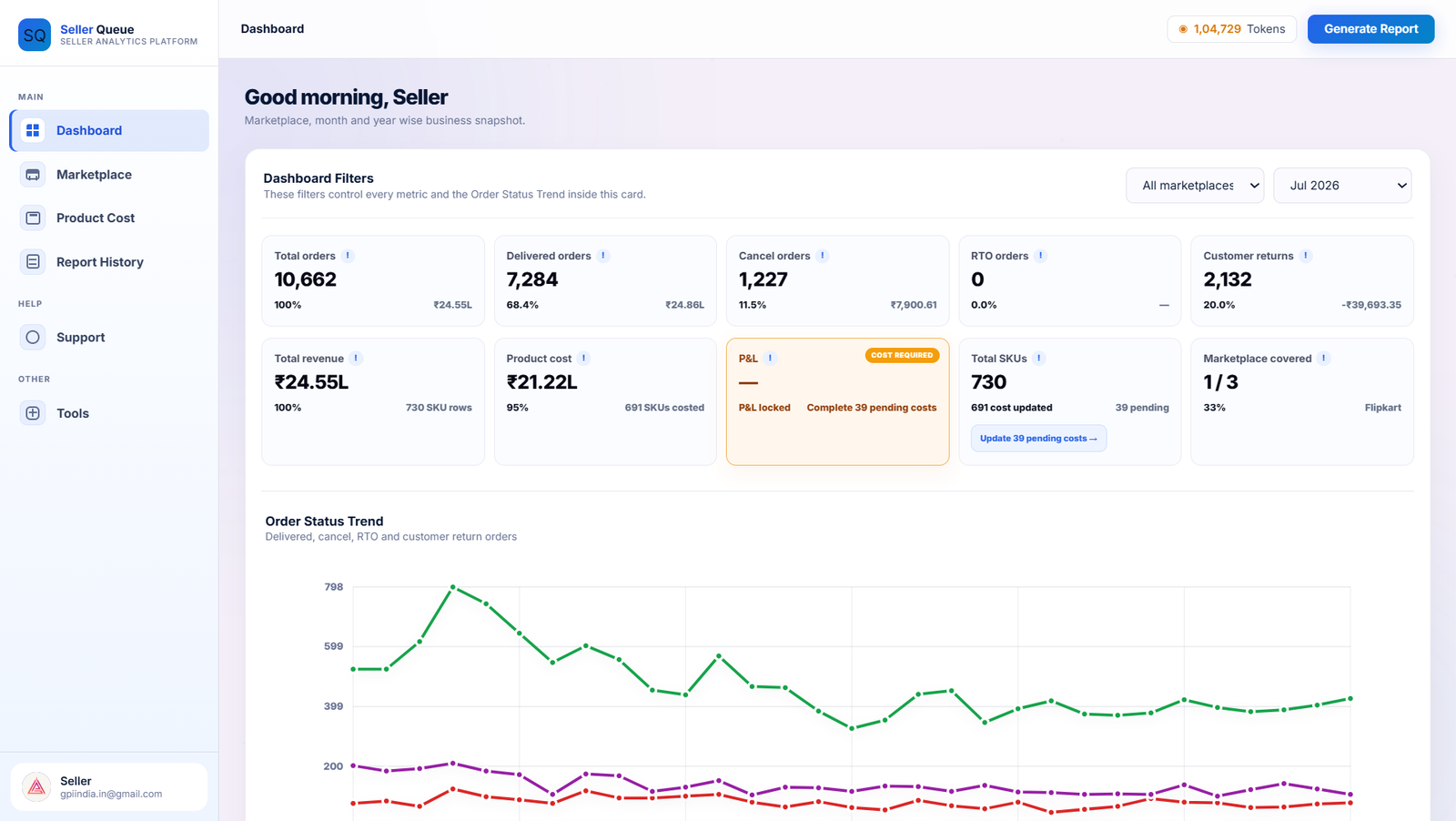 Seller Queue seller dashboard preview