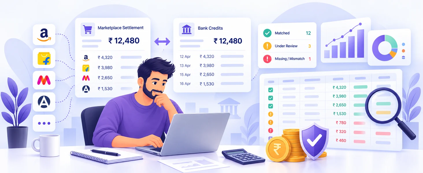 Online seller matching marketplace settlement payments with bank credits
